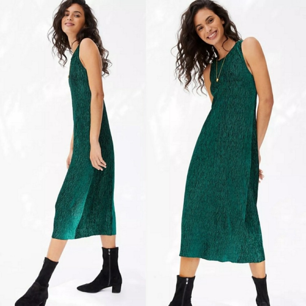 Anthropologie Maeve Adrienne Twist-Back Velvet Midi Dress XL Emerald